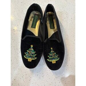 Vintage Classic Christmas Tree Velvet Loafers— Basic Editions Size 7